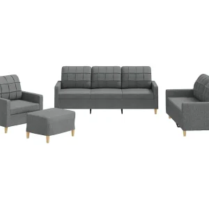 4-delige Loungeset met kussens stof donkergrijs 4-delige Loungeset met kussens stof donkergrijs