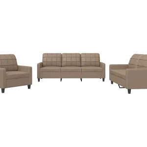 3-delige Loungeset met kussens kunstleer cappuccino 3-delige Loungeset met kussens kunstleer cappuccino
