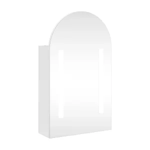 Badkamerkast met spiegel en LED gebogen 42x13x70 cm wit Badkamerkast met spiegel en LED gebogen 42x13x70 cm wit