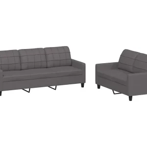 2-delige Loungeset met kussens kunstleer grijs