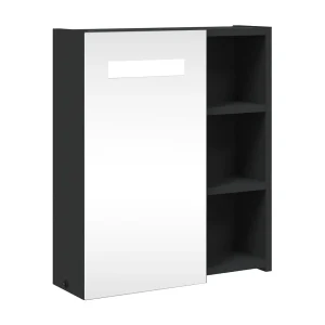 Badkamerkast met spiegel en LED 45x13x52 cm zwart Badkamerkast met spiegel en LED 45x13x52 cm zwart