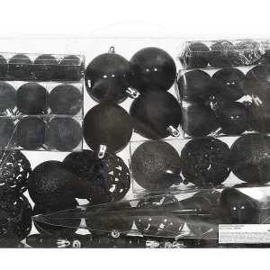 111-delige Kerstballenset polystyreen zwart 111-delige Kerstballenset polystyreen zwart