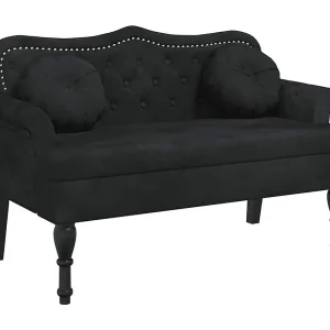 Bankje met kussens 120,5x65x75 cm fluweel zwart Bankje met kussens 120,5x65x75 cm fluweel zwart