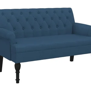 Bankje met rugleuning 120x62x75,5 cm stof blauw Bankje met rugleuning 120x62x75,5 cm stof blauw