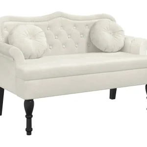 Bankje met kussens 120,5x65x75 cm fluweel crèmekleurig Bankje met kussens 120,5x65x75 cm fluweel crèmekleurig