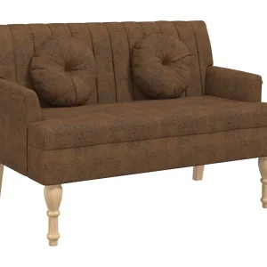 Bankje met kussens 113×64,5×75,5 cm kunstsuèdeleer bruin Bankje met kussens 113×64,5×75,5 cm kunstsuèdeleer bruin
