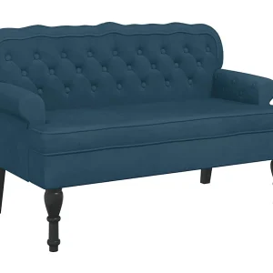 Bankje met rugleuning 119,5×64,5×75 cm fluweel blauw Bankje met rugleuning 119,5×64,5×75 cm fluweel blauw