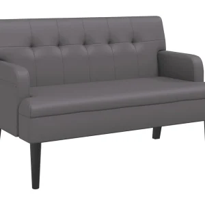 Bankje met rugleuning 112×65,5×75 cm kunstleer grijs Bankje met rugleuning 112×65,5×75 cm kunstleer grijs
