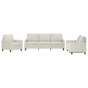 3-delige Loungeset met kussens fluweel crèmekleurig 3-delige Loungeset met kussens fluweel crèmekleurig
