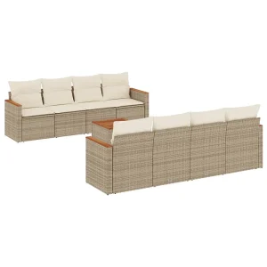 9-delige Loungeset met kussens poly rattan beige 9-delige Loungeset met kussens poly rattan beige