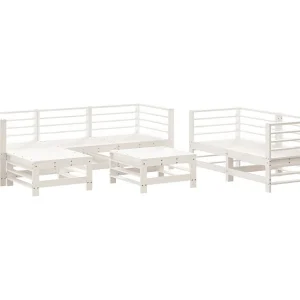 7-delige Loungeset massief grenenhout wit 7-delige Loungeset massief grenenhout wit