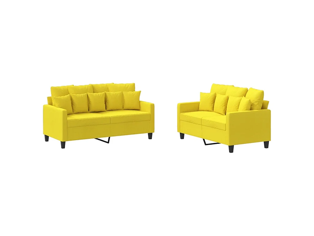 2-delige Loungeset met kussens stof lichtgeel