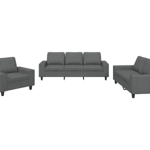 3-delige Loungeset stof donkergrijs