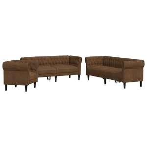 3-delige Loungeset stof bruin 3-delige Loungeset stof bruin