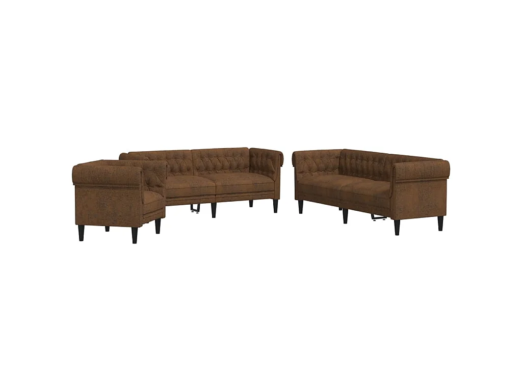 3-delige Loungeset stof bruin