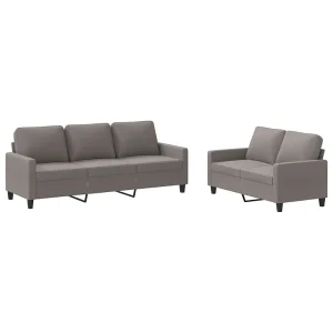 2-delige Loungeset met kussens stof taupe 2-delige Loungeset met kussens stof taupe