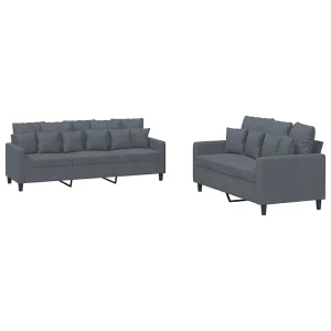 2-delige Loungeset met kussens fluweel donkergrijs 2-delige Loungeset met kussens fluweel donkergrijs