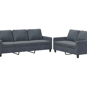2-delige Loungeset met kussens fluweel donkergrijs 2-delige Loungeset met kussens fluweel donkergrijs