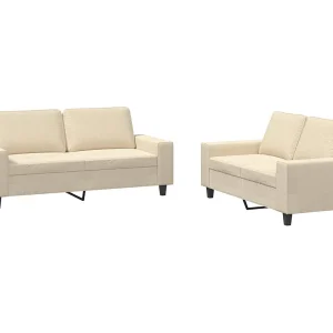 2-delige Loungeset stof crèmekleurig 2-delige Loungeset stof crèmekleurig