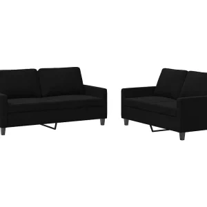 2-delige Loungeset met kussens fluweel zwart