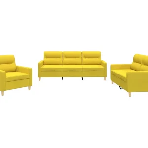 3-delige Loungeset met kussens stof lichtgeel