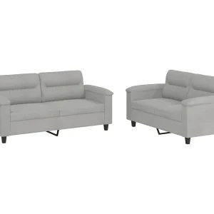 2-delige Loungeset met kussens microvezelstof lichtgrijs 2-delige Loungeset met kussens microvezelstof lichtgrijs