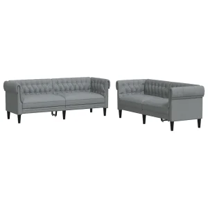2-delige Loungeset stof lichtgrijs 2-delige Loungeset stof lichtgrijs
