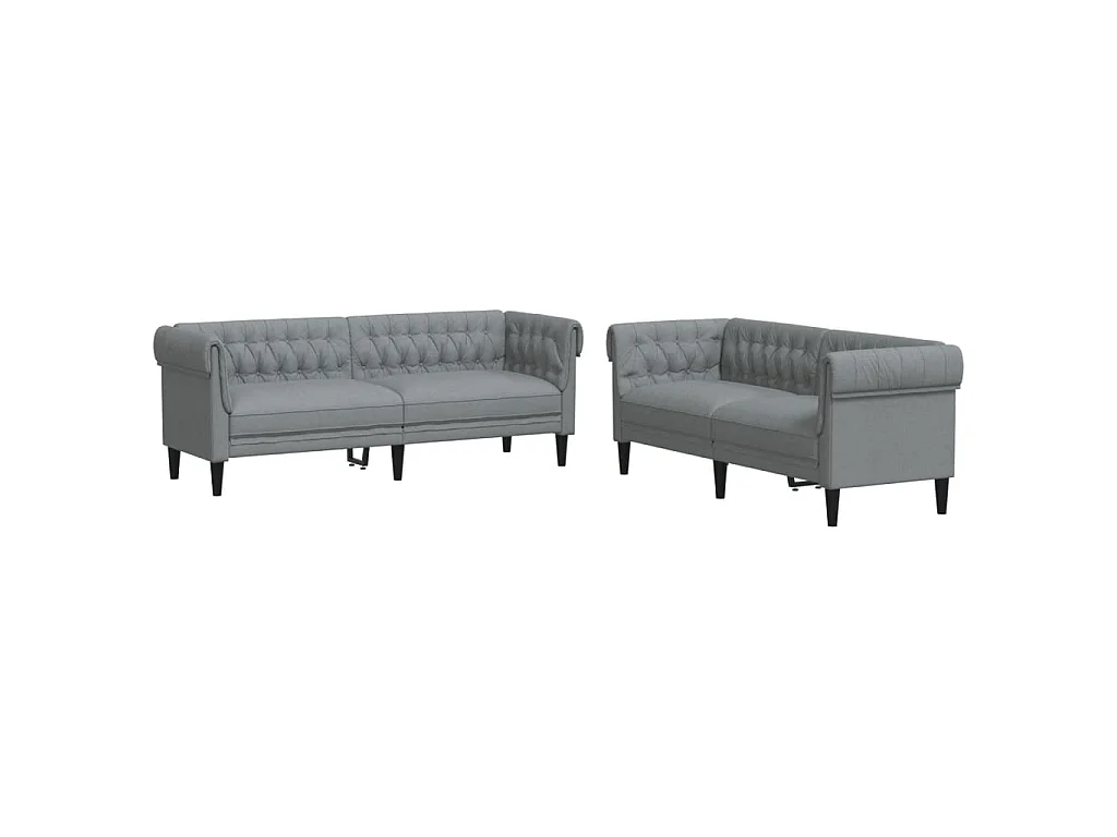 2-delige Loungeset stof lichtgrijs