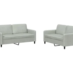 2-delige Loungeset fluweel lichtgrijs