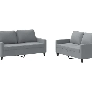 2-delige Loungeset met kussens stof lichtgrijs 2-delige Loungeset met kussens stof lichtgrijs