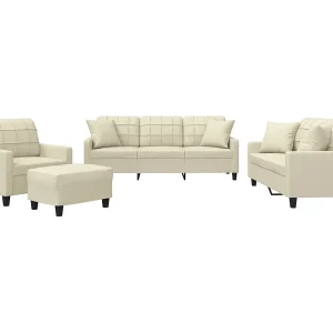 4-delige Loungeset met kussens kunstleer crèmekleurig 4-delige Loungeset met kussens kunstleer crèmekleurig