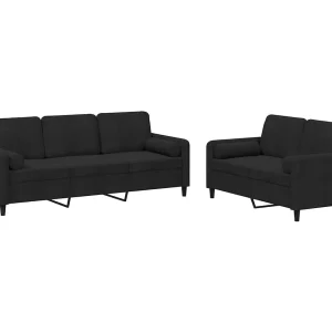 2-delige Loungeset met kussens fluweel zwart