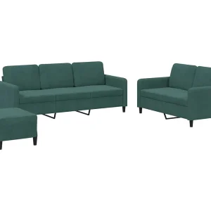 3-delige Loungeset fluweel donkergroen 3-delige Loungeset fluweel donkergroen