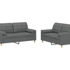 2-delige Loungeset met kussens stof donkergrijs 2-delige Loungeset met kussens stof donkergrijs