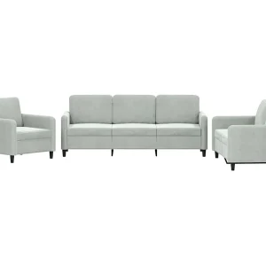 3-delige Loungeset fluweel lichtgrijs 3-delige Loungeset fluweel lichtgrijs
