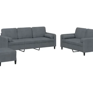 3-delige Loungeset met kussens fluweel donkergrijs 3-delige Loungeset met kussens fluweel donkergrijs