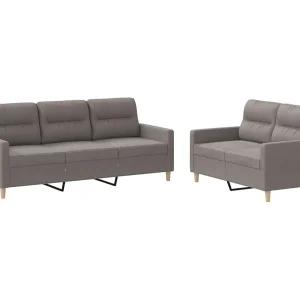 2-delige Loungeset met kussens stof taupe 2-delige Loungeset met kussens stof taupe