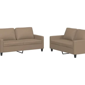 2-delige Loungeset met kussens kunstleer cappuccino