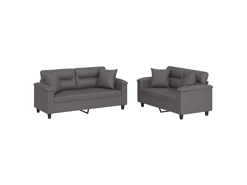 2-delige Loungeset met kussens kunstleer grijs
