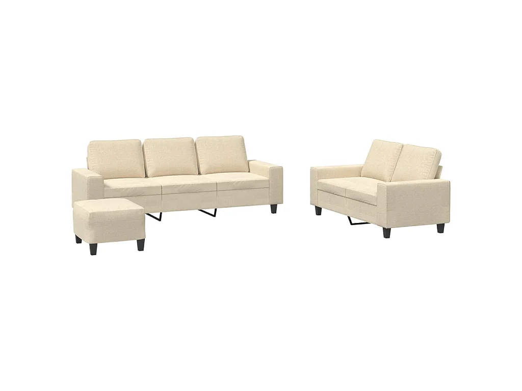 3-delige Loungeset stof crèmekleurig