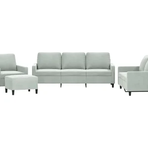 4-delige Loungeset met kussens fluweel lichtgrijs 4-delige Loungeset met kussens fluweel lichtgrijs