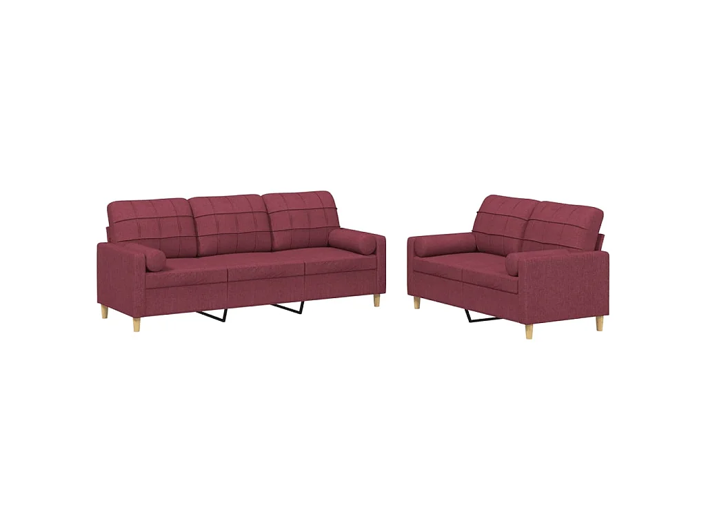 2-delige Loungeset met kussens stof wijnrood