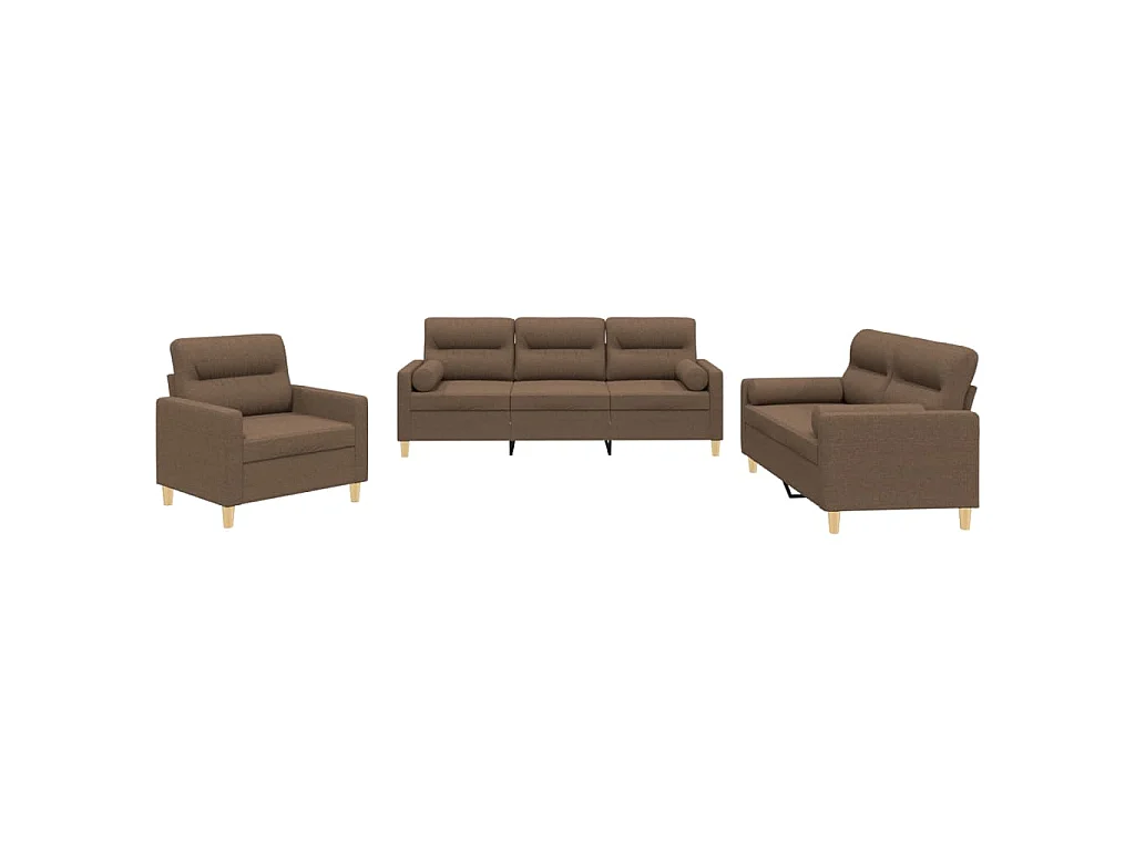 3-delige Loungeset met kussens stof bruin