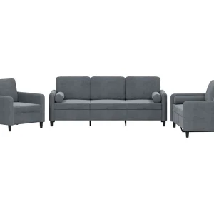 3-delige Loungeset met kussens fluweel donkergrijs 3-delige Loungeset met kussens fluweel donkergrijs