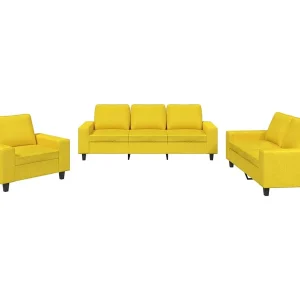 3-delige Loungeset stof lichtgeel