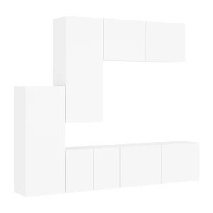 5-delige Tv-meubelset bewerkt hout wit 5-delige Tv-meubelset bewerkt hout wit