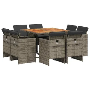 9-delige Tuinset met kussens poly rattan grijs 9-delige Tuinset met kussens poly rattan grijs