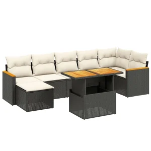 8-delige Loungeset met kussens poly rattan zwart 8-delige Loungeset met kussens poly rattan zwart
