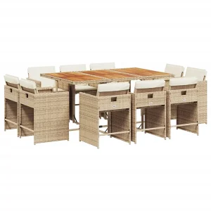 11-delige Tuinset met kussens poly rattan beige 11-delige Tuinset met kussens poly rattan beige