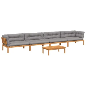 5-delige Loungeset pallet met kussens massief acaciahout 5-delige Loungeset pallet met kussens massief acaciahout
